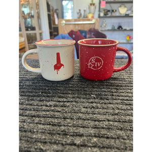 Makers Mark Limited Edition Bourbon Whisky Mugs Set of 2 Red and White EUC